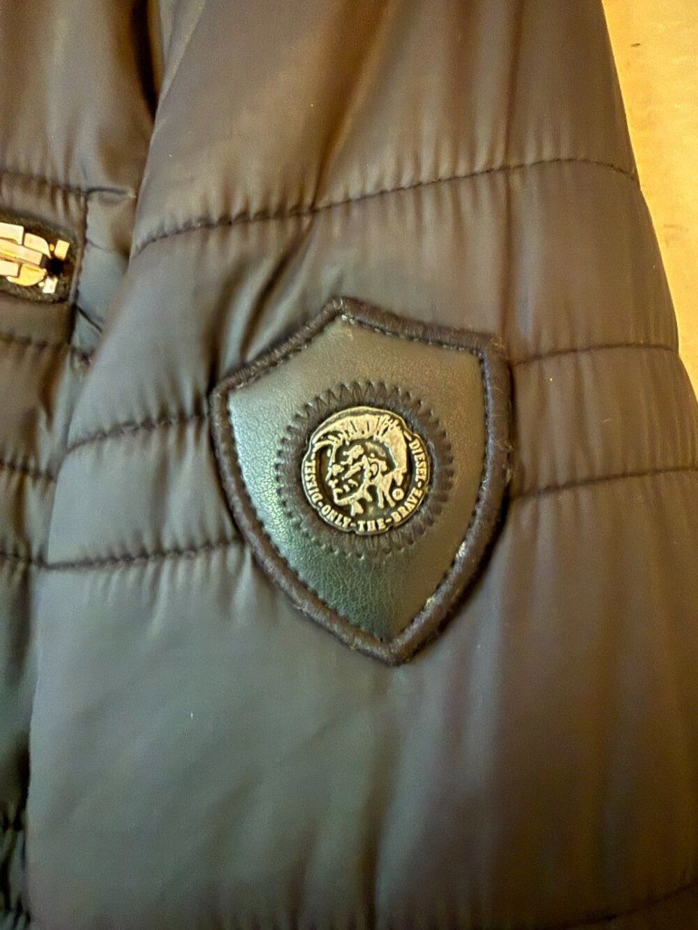 Diesel Black Quilted Nylon Moto Puffer Jacket Cosmic Noise Men's Size M - Picture 7 of 10